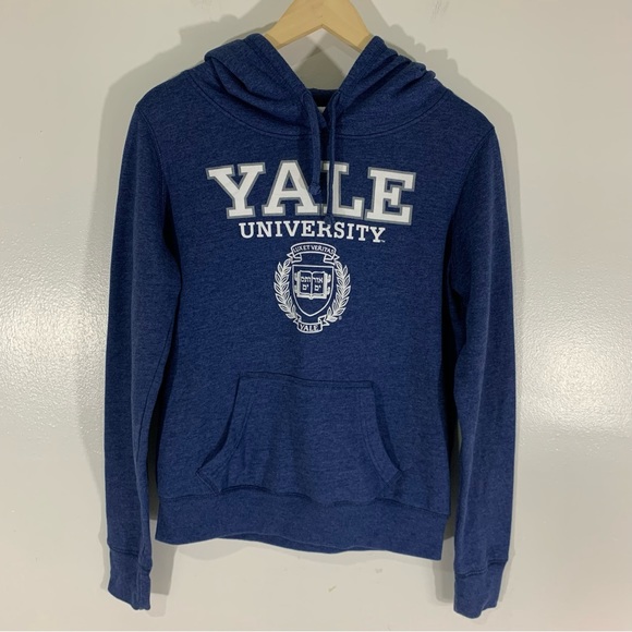 Tops - Yale University Hoodie Sweatshirt Drawstring Unisex Blue Medium Long sleeve